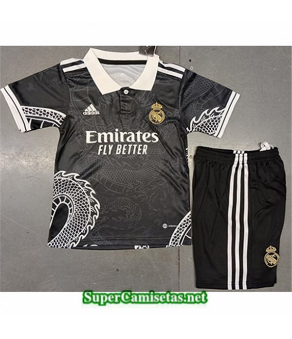 Tailandia Equipacion Camiseta Real Madrid Niño Dragon Negro 2023/24