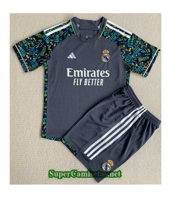 Tailandia Equipacion Camiseta Real Madrid Niño Gris 2023/24