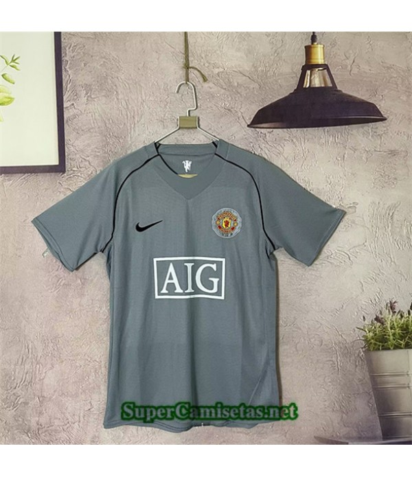 Tailandia Portero Equipacion Camiseta Clasicas Manchester United Gris 2007 08