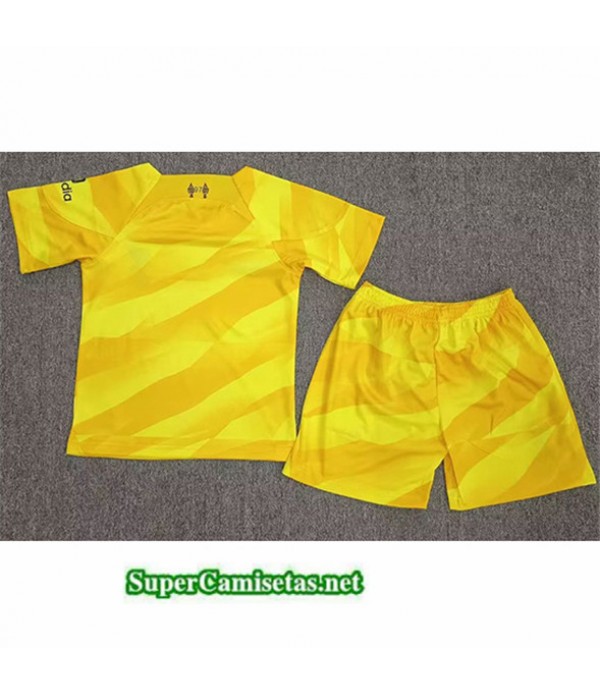 Tailandia Equipacion Camiseta Liverpool Niño Portero Amarillo 2023 2024