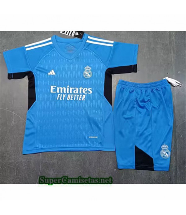 Tailandia Equipacion Camiseta Real Madrid Niño Portero Azul 2023 2024