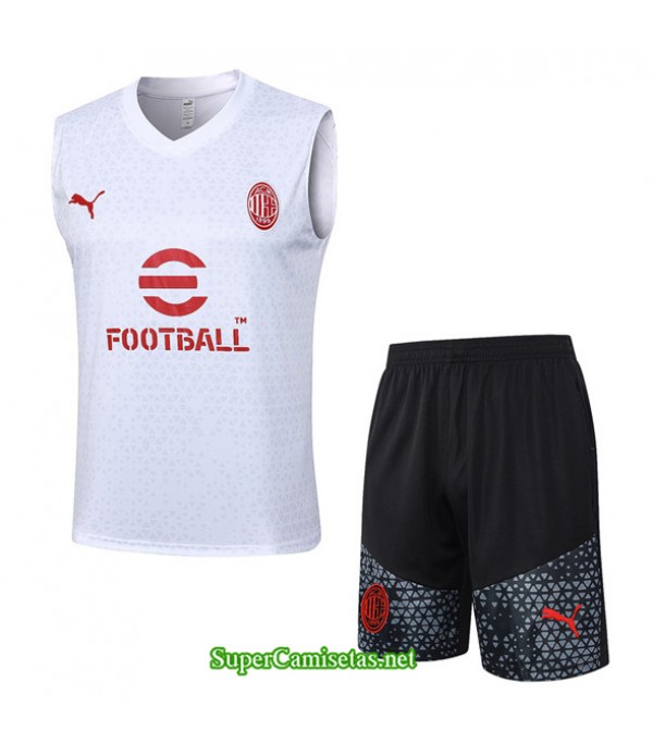 Tailandia Camiseta Kit De Entrenamiento Ac Milan Chaleco Blanco 2023/24