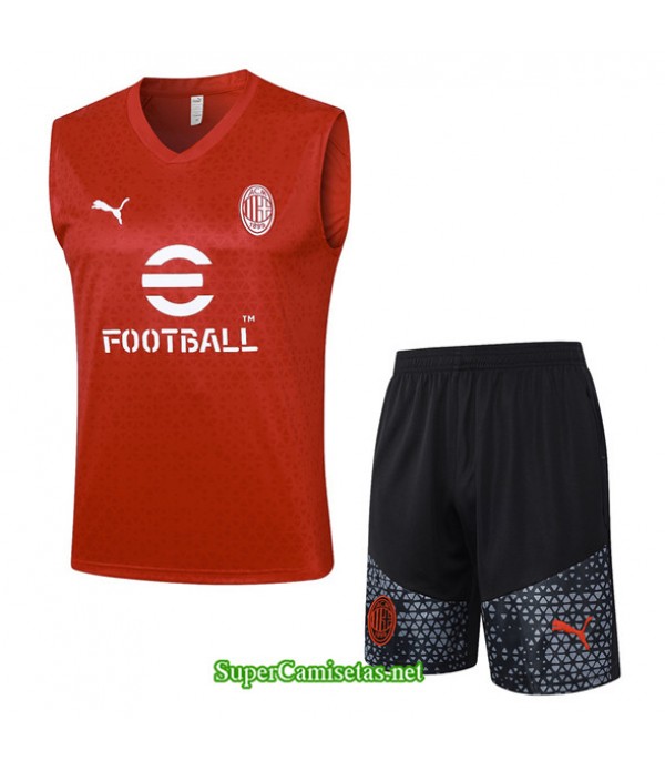 Tailandia Camiseta Kit De Entrenamiento Ac Milan Chaleco Rojo 2023/24