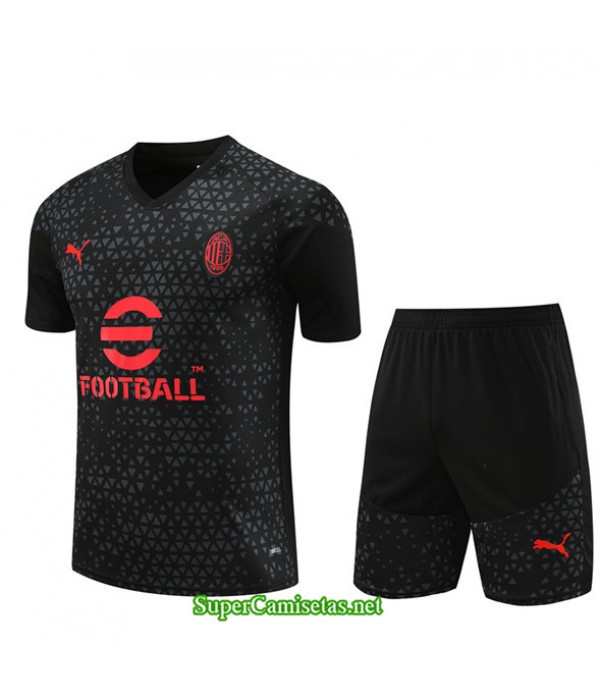 Tailandia Camiseta Kit De Entrenamiento Ac Milan Negro 2023/24