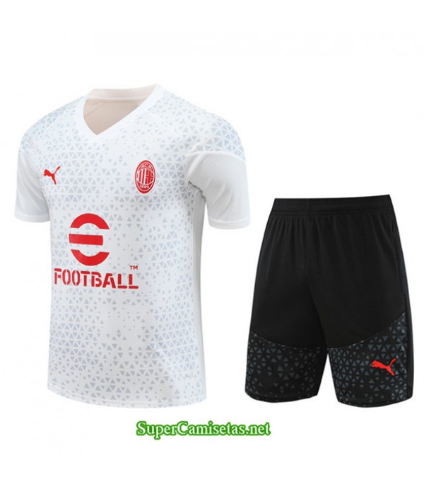 Tailandia Camiseta Kit De Entrenamiento Ac Milan Niño Blanco 2023/24