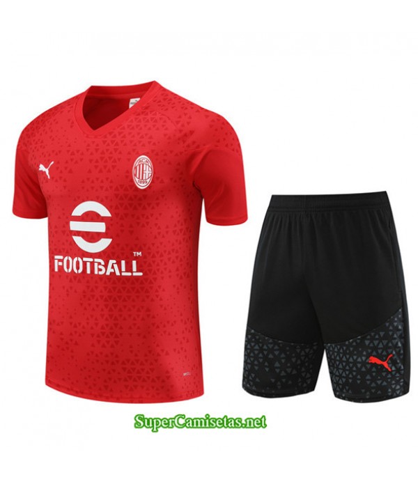 Tailandia Camiseta Kit De Entrenamiento Ac Milan Niño Rojo 2023/24