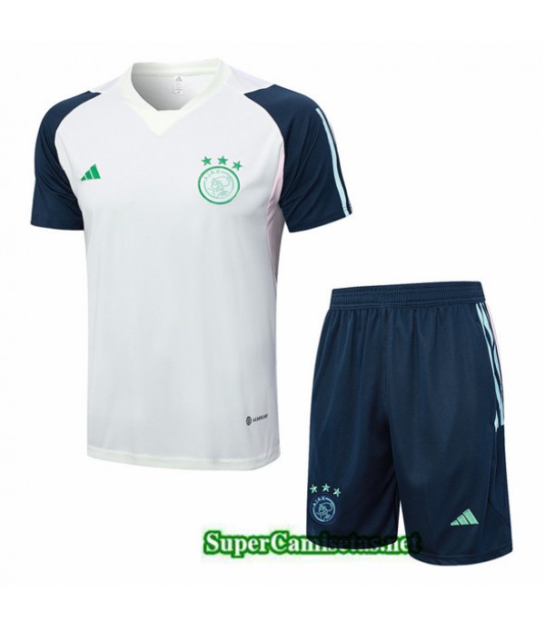 Tailandia Camiseta Kit De Entrenamiento Afc Ajax Blanco 2023/24