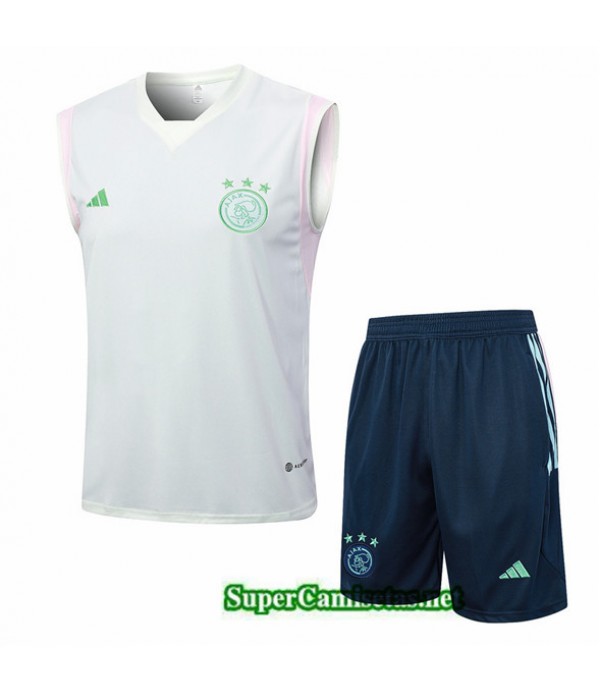 Tailandia Camiseta Kit De Entrenamiento Afc Ajax Chaleco Blanco 2023/24