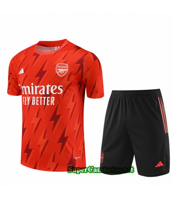 Tailandia Camiseta Kit De Entrenamiento Arsenal Niño Naranja 2023/24