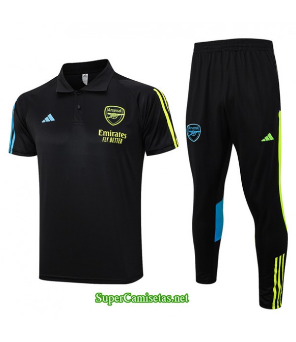 Tailandia Camiseta Kit De Entrenamiento Arsenal Polo Negro 2023/24