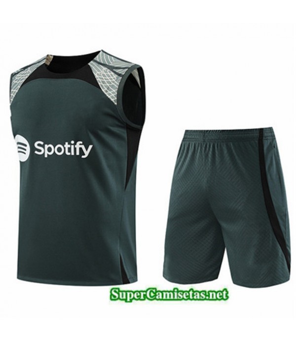 Tailandia Camiseta Kit De Entrenamiento Barcelona Chaleco Verde 2023/24