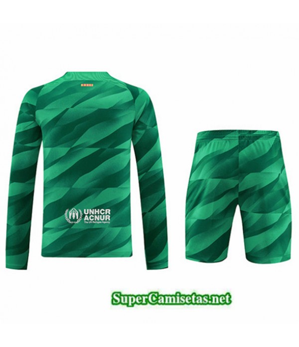 Tailandia Camiseta Kit De Entrenamiento Barcelona Manche Longue Verde 2023/24