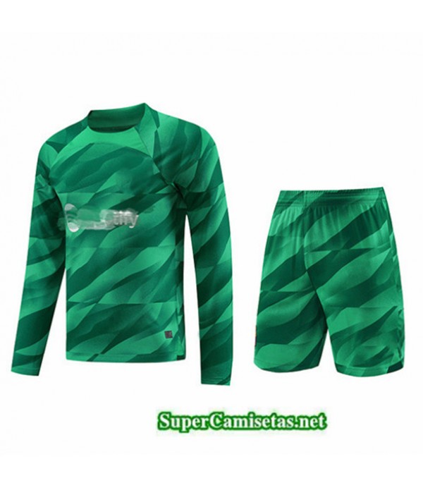 Tailandia Camiseta Kit De Entrenamiento Barcelona Manche Longue Verde 2023/24