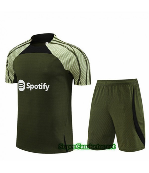Tailandia Camiseta Kit De Entrenamiento Barcelona Niño Ejercito Verde 2023/24