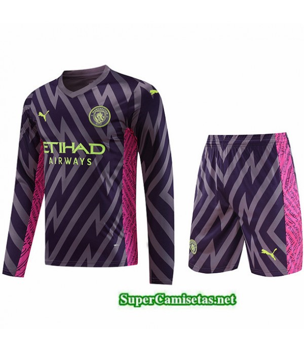 Tailandia Camiseta Kit De Entrenamiento Manchester City Manche Longue Púrpura 2023/24