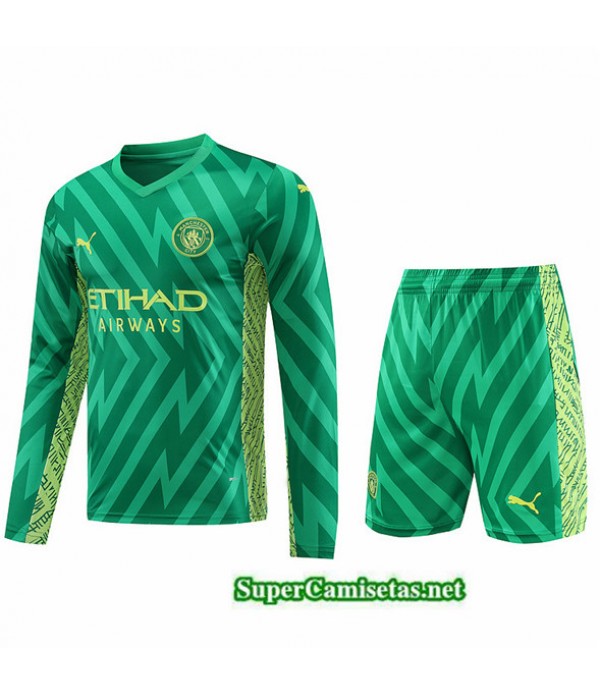 Tailandia Camiseta Kit De Entrenamiento Manchester City Manche Longue Verde 2023/24