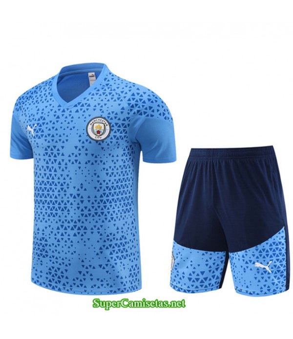 Tailandia Camiseta Kit De Entrenamiento Manchester City Niño Azul Claro 2023/24
