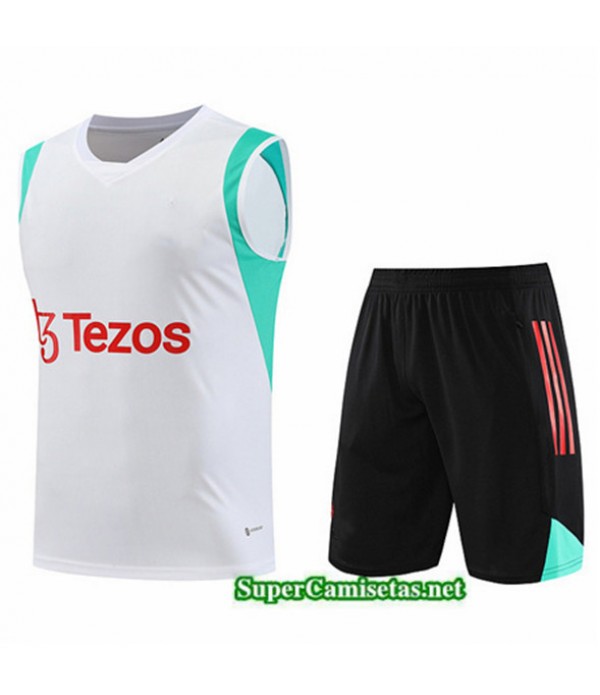 Tailandia Camiseta Kit De Entrenamiento Manchester United Chaleco Blanco 2023/24