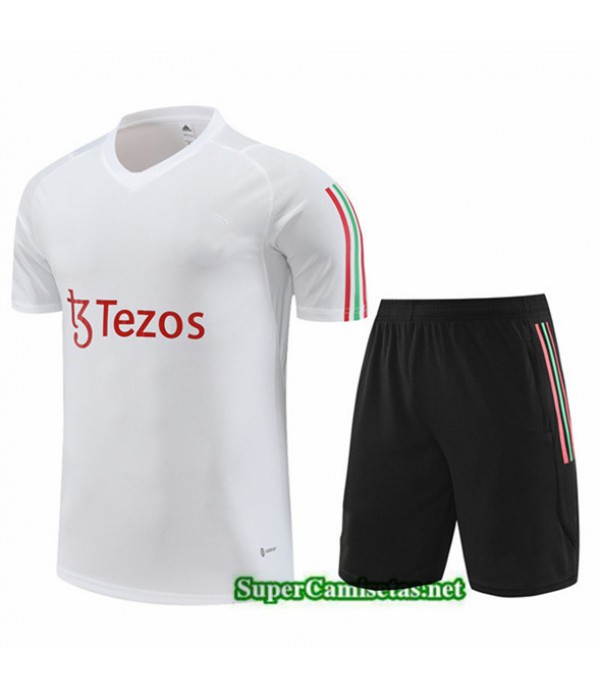 Tailandia Camiseta Kit De Entrenamiento Manchester United Niño Blanco 2023/24