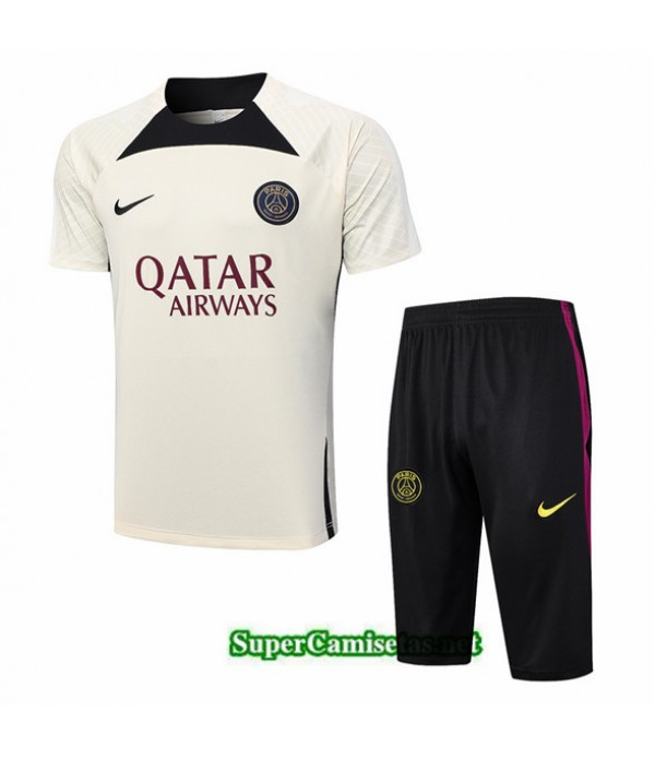 Tailandia Camiseta Kit De Entrenamiento Psg + Short 3/4 Albaricoque 2023/24