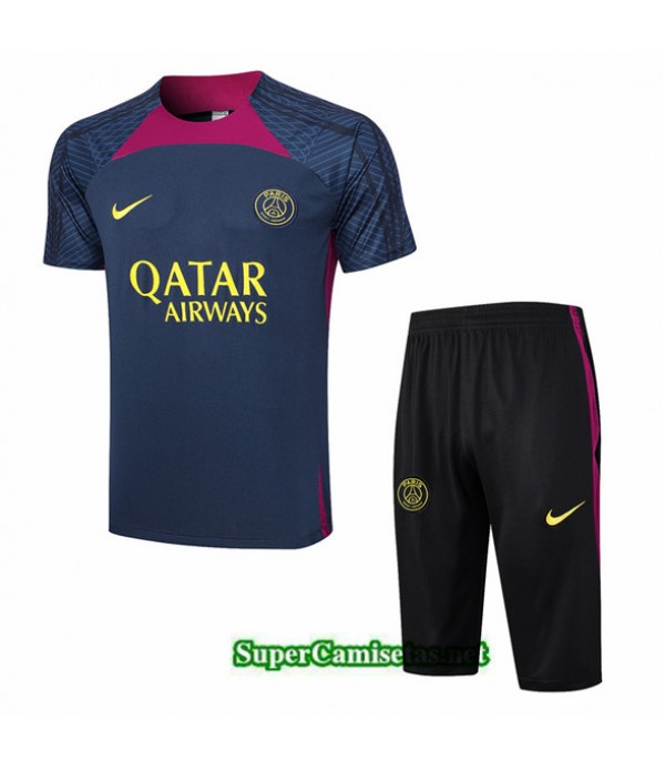 Tailandia Camiseta Kit De Entrenamiento Psg + Short 3/4 Azul 2023/24