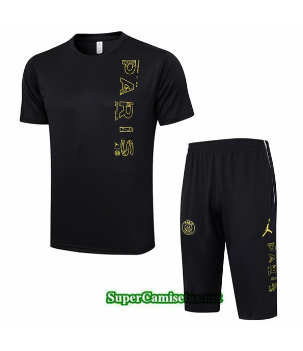 Tailandia Camiseta Kit De Entrenamiento Psg + Short 3/4 Negro 2023/24