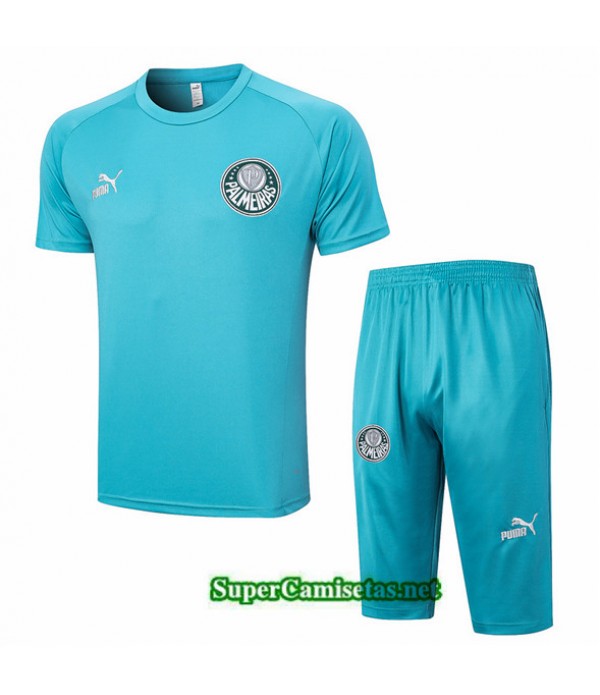 Tailandia Camiseta Kit De Entrenamiento Palmeiras + Short 3/4 Azul 2023/24