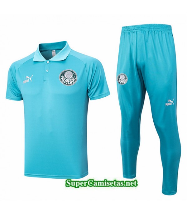 Tailandia Camiseta Kit De Entrenamiento Palmeiras Polo Azul 2023/24