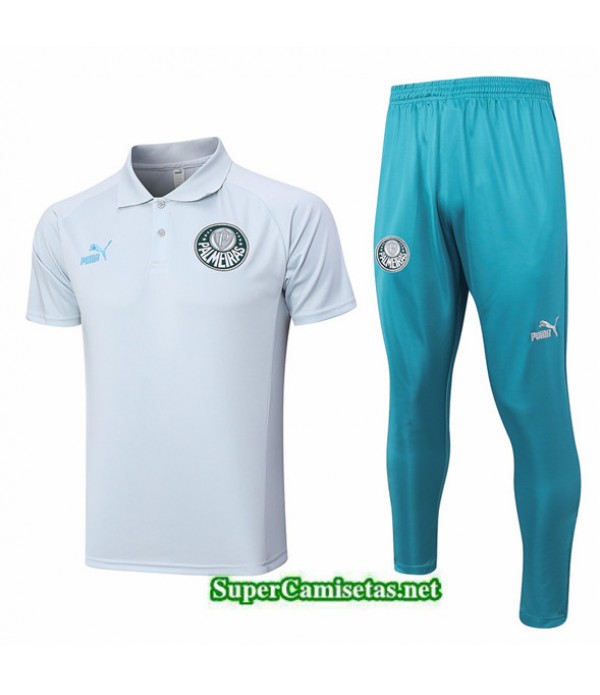 Tailandia Camiseta Kit De Entrenamiento Palmeiras Polo Gris 2023/24