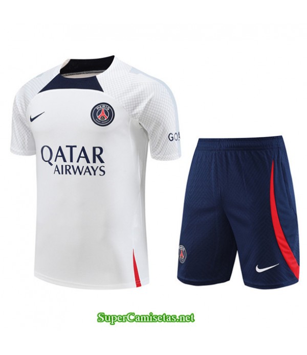 Tailandia Camiseta Kit De Entrenamiento Paris Psg Niño Blanco 2023/24