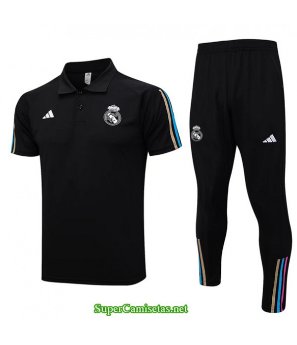 Tailandia Camiseta Kit De Entrenamiento Real Madrid Polo Negro 2023/24