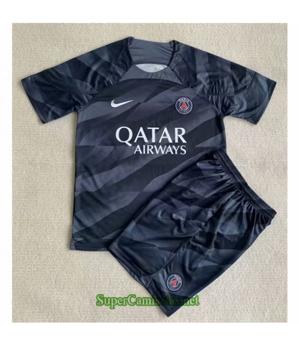 Tailandia Equipacion Camiseta Psg Niño Portero Gris/ Negro 2023/24