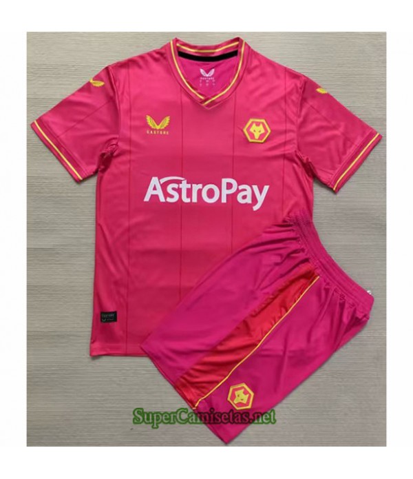 Tailandia Equipacion Camiseta Wolverhampton Niño Portero Rosa 2023/24