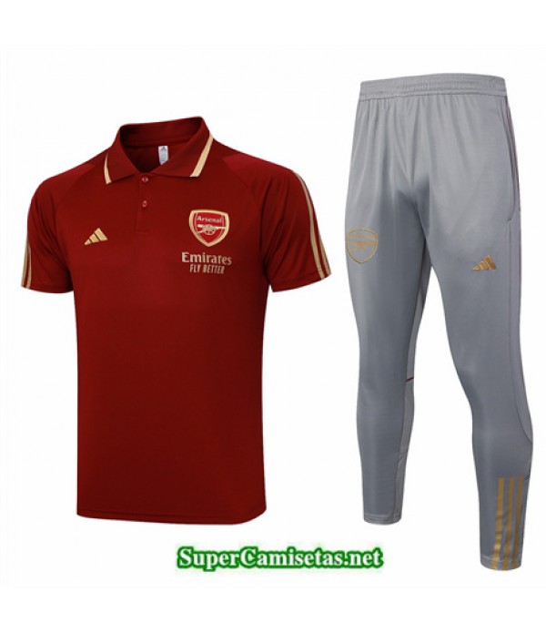 Tailandia Camiseta Kit De Entrenamiento Arsenal Polo Rojo Granate 2024
