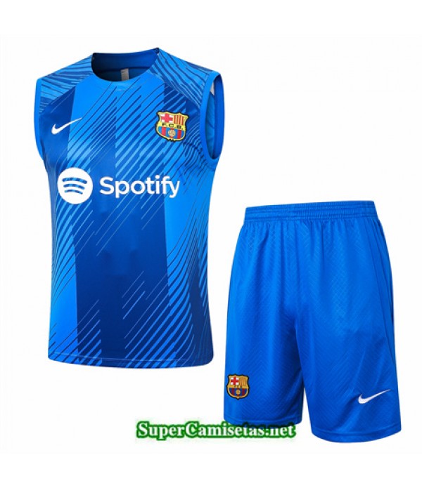 Tailandia Camiseta Kit De Entrenamiento Barcelona Sin Mangas Azul 2024