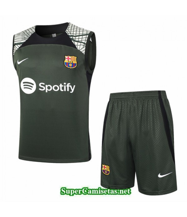 Tailandia Camiseta Kit De Entrenamiento Barcelona Sin Mangas Verde Oscuro 2024
