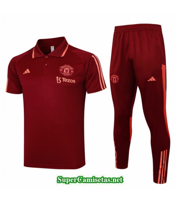 Tailandia Camiseta Kit De Entrenamiento Manchester United Polo Rojo 2024
