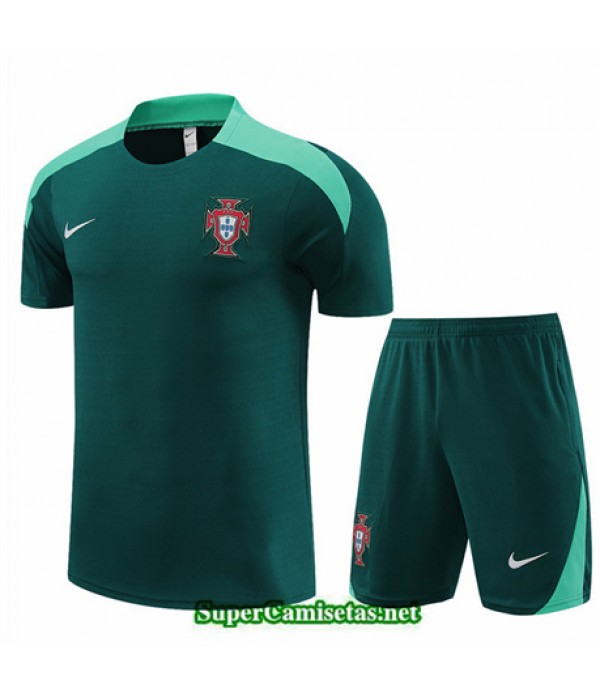Tailandia Camiseta Kit De Entrenamiento Niño Portugal Verde 2024