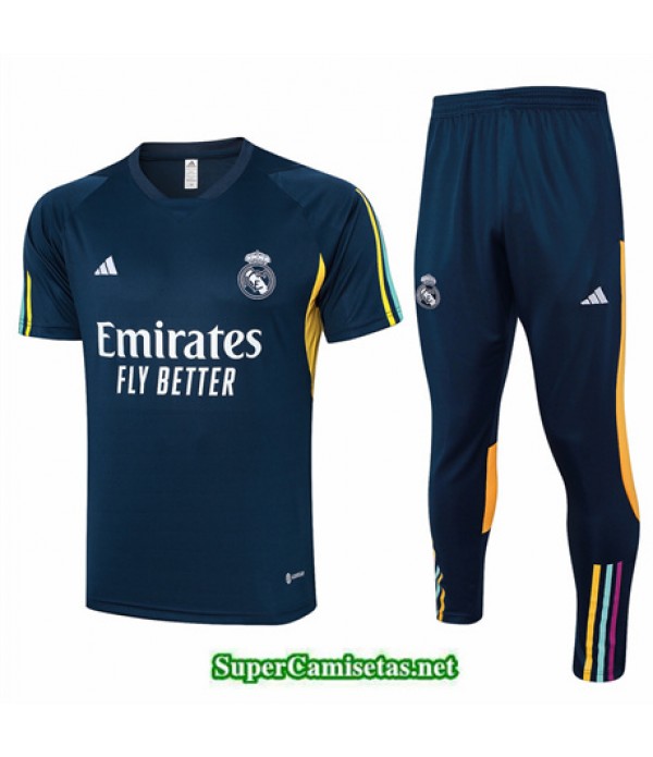 Tailandia Camiseta Kit De Entrenamiento Real Madrid Polo Azul Marino 2024