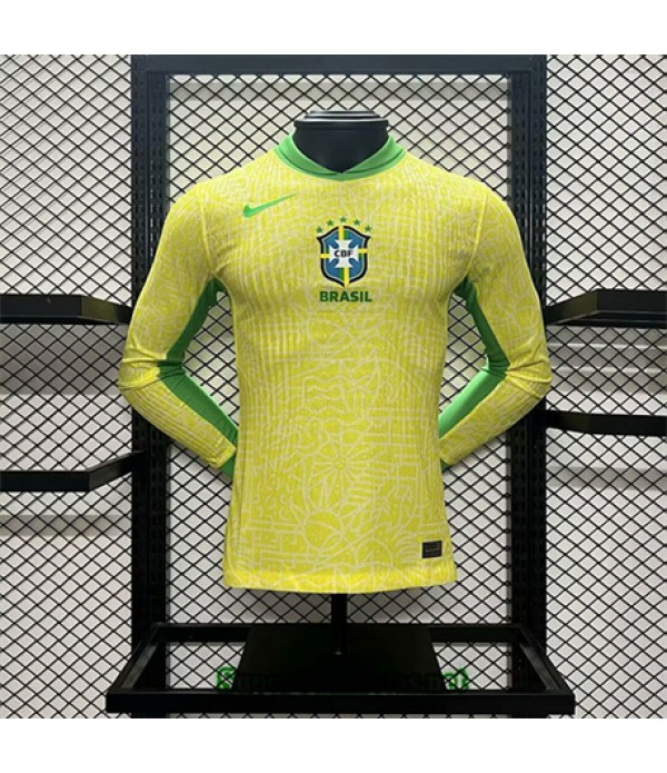 Tailandia Primera Equipacion Camiseta Player Brasil Manga Larga 2024