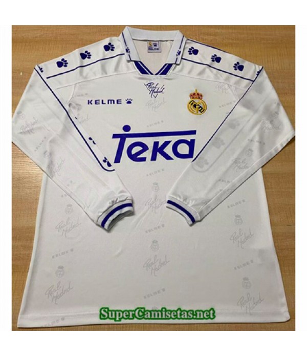 Tailandia Primera Equipacion Camiseta Real Madrid Manga Larga Hombre 1994 96