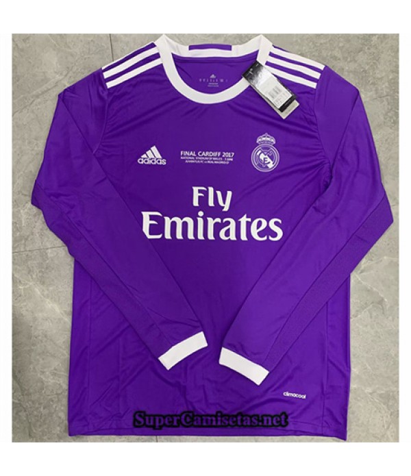 Tailandia Segunda Equipacion Camiseta Real Madrid Manga Larga Hombre 2016 17