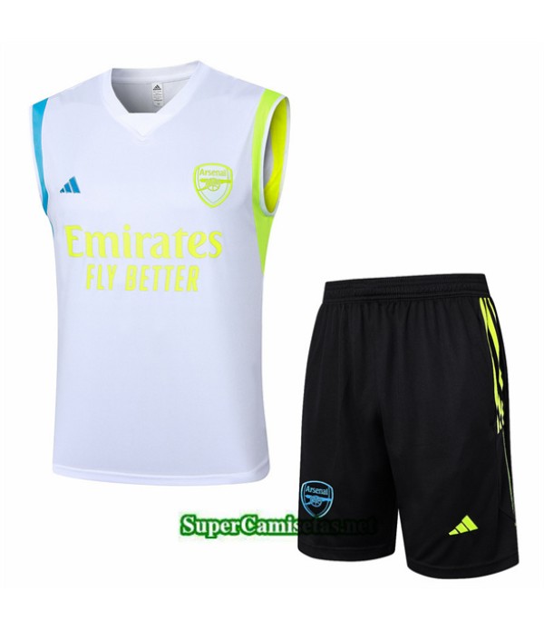 Tailandia Camiseta Kit De Entrenamiento Arsenal Sin Mangas Blanco 2024 2025