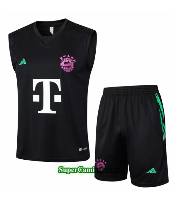 Tailandia Camiseta Kit De Entrenamiento Bayern Munich Sin Mangas Negro 2024 2025