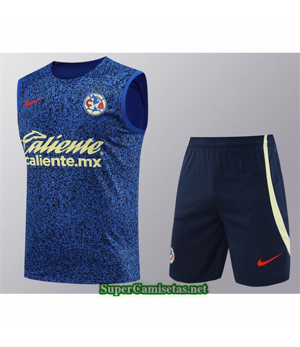 Tailandia Camiseta Kit De Entrenamiento Cf América Sin Mangas Azul 2024 2025