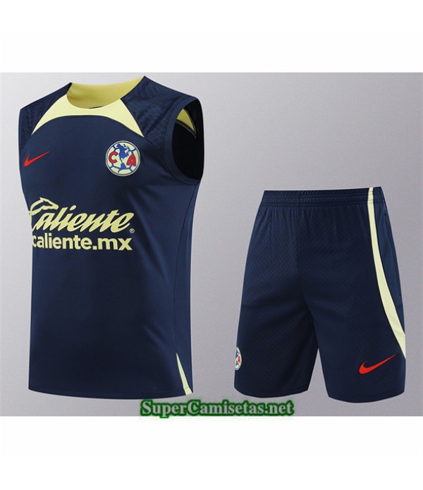 Tailandia Camiseta Kit De Entrenamiento Cf América Sin Mangas Azul Marine 2024 2025