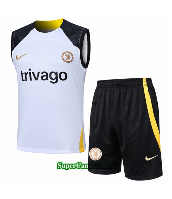 Tailandia Camiseta Kit De Entrenamiento Chelsea Sin Mangas Blanco 2024 2025