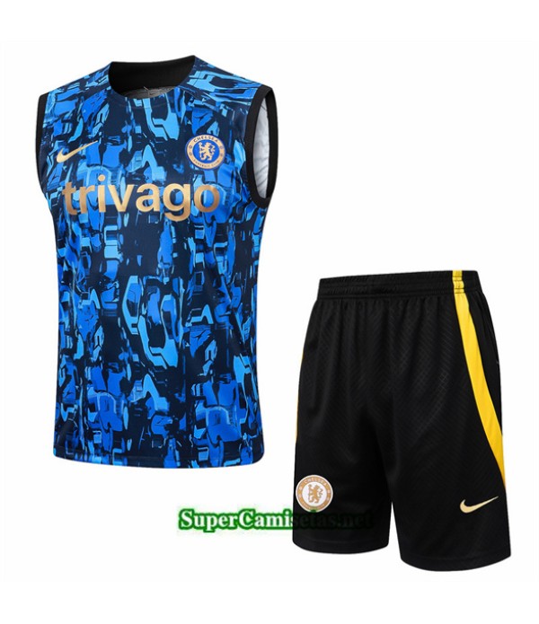 Tailandia Camiseta Kit De Entrenamiento Chelsea Sin Mangas Azul 2024 2025