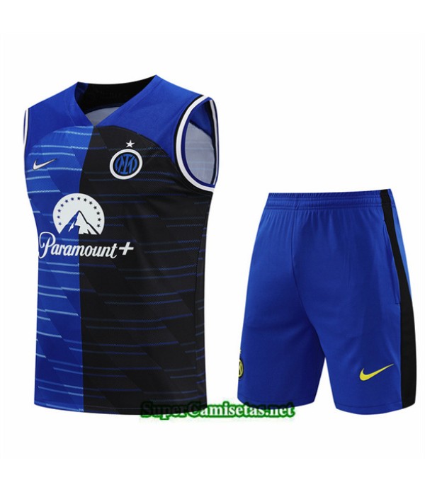 Tailandia Camiseta Kit De Entrenamiento Inter Milan Sin Mangas Azul 2024 2025