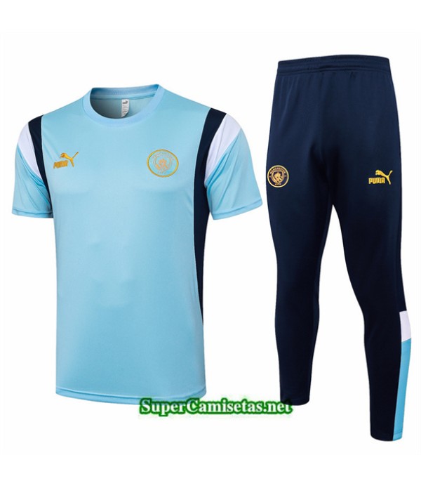 Tailandia Camiseta Kit De Entrenamiento Manchester City Polo Azul Clair 2024 2025